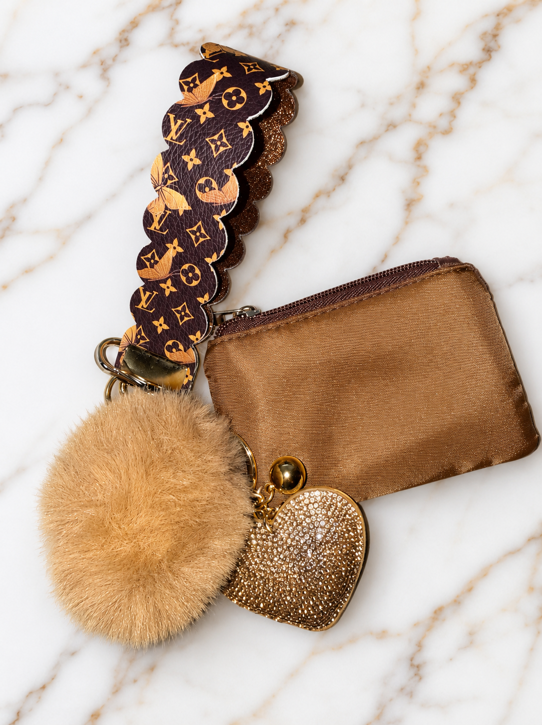 Double sided keychain with small wallet